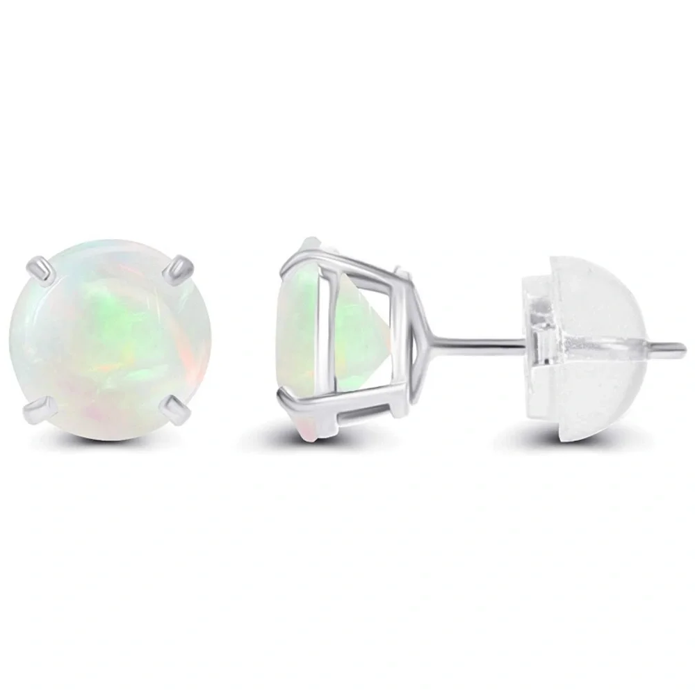 Natural Opal Ghostly White Earrings